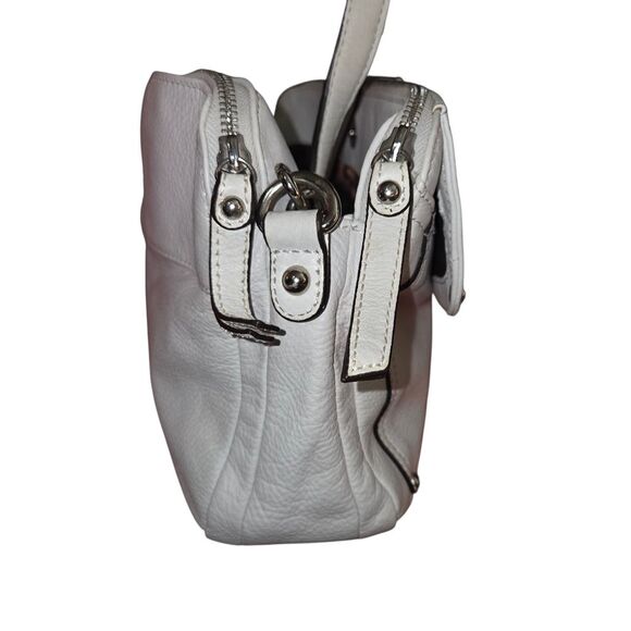 B. Makowsky Vintage White Pebble  Leather Shoulder Bag Purse - Picture 9 of 16